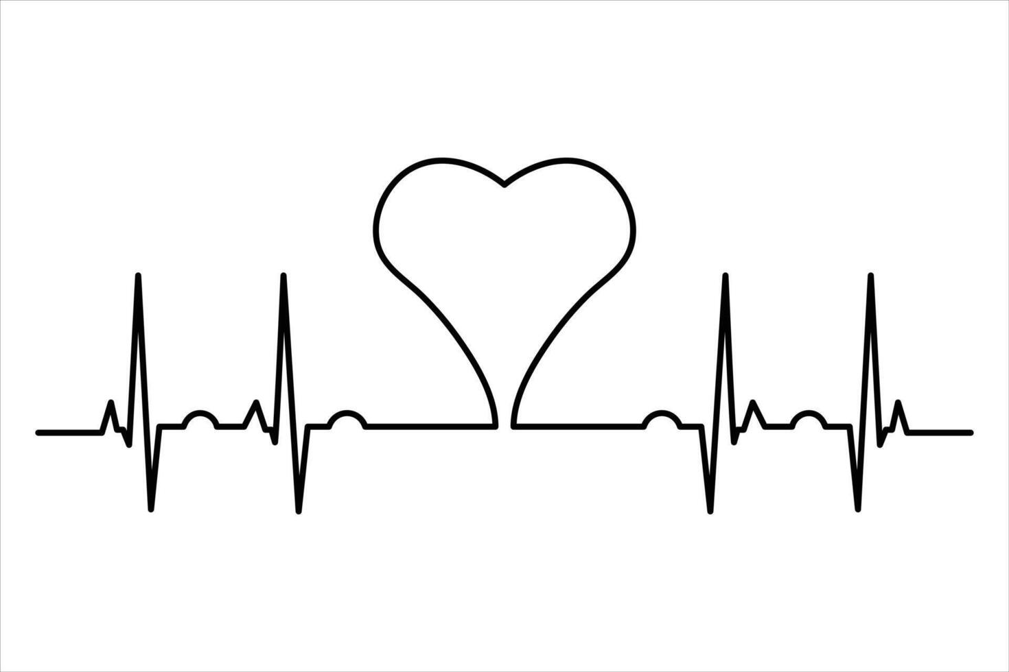 Seamless continuous heart outline vector