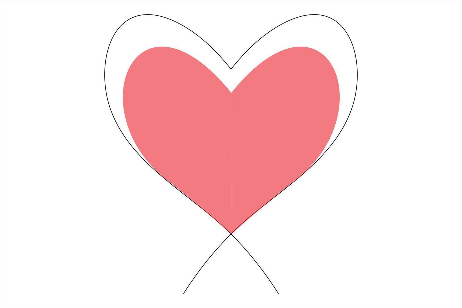 Single stroke heart drawing vector