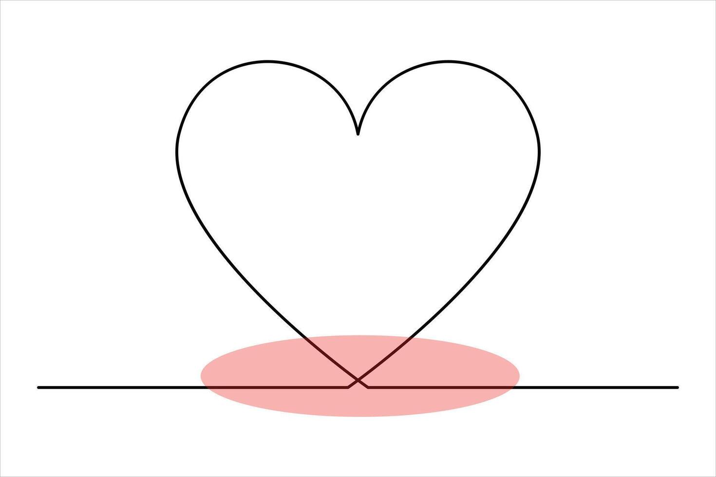 Elegant heart line art outline illustration vector