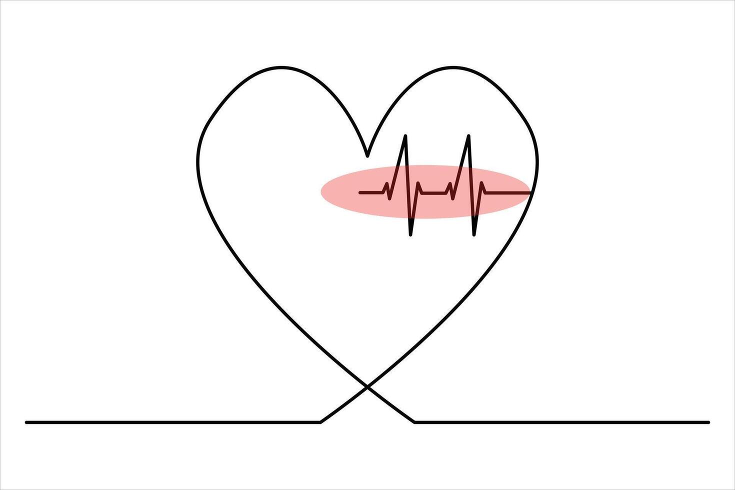 Single stroke heart outline vector