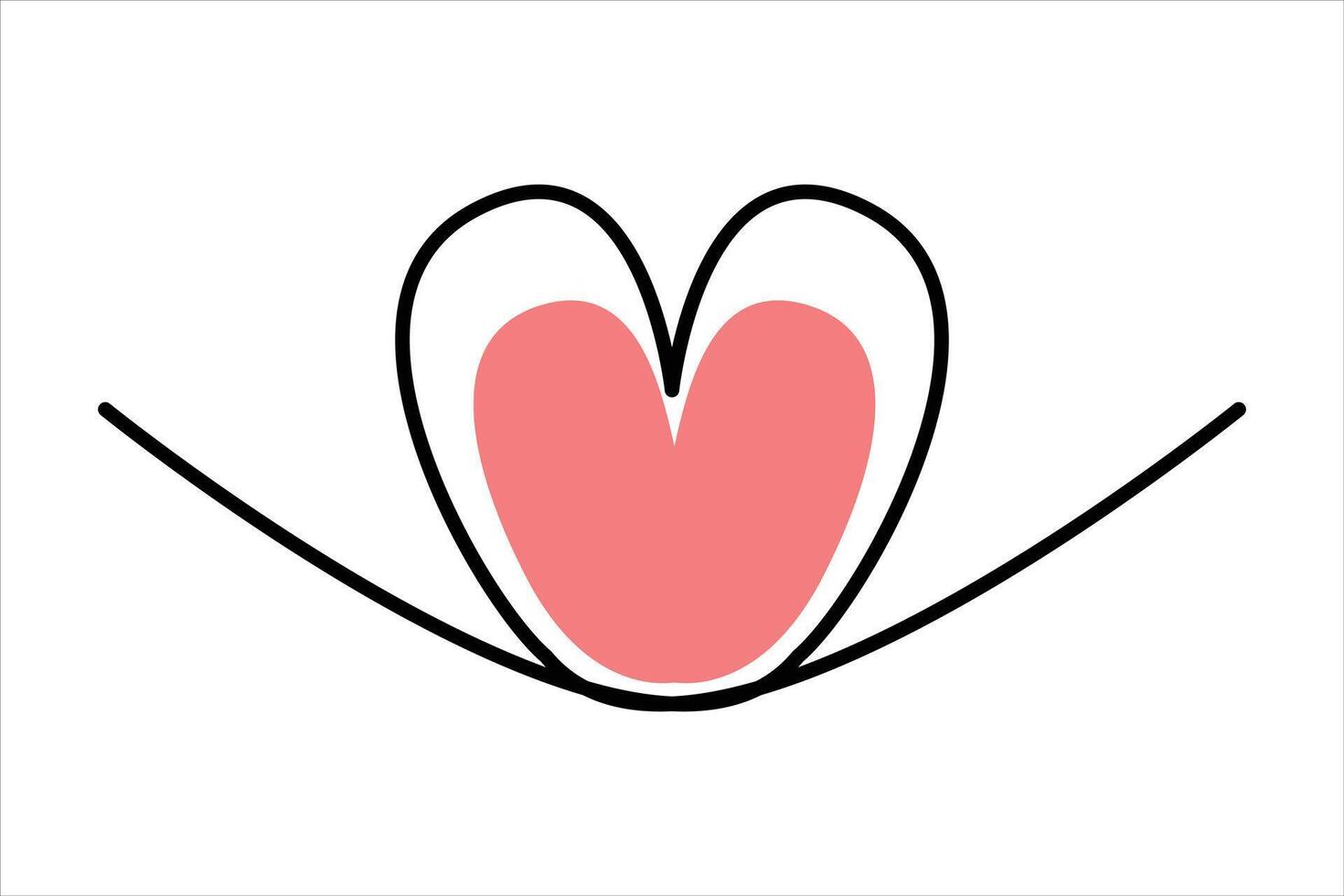 Clean continuous heart one line drawing of art illustration vector