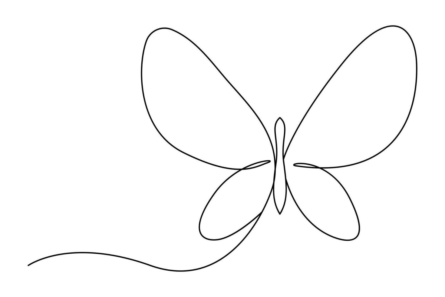 Sleek one line butterfly drawing in continuous outline format vector