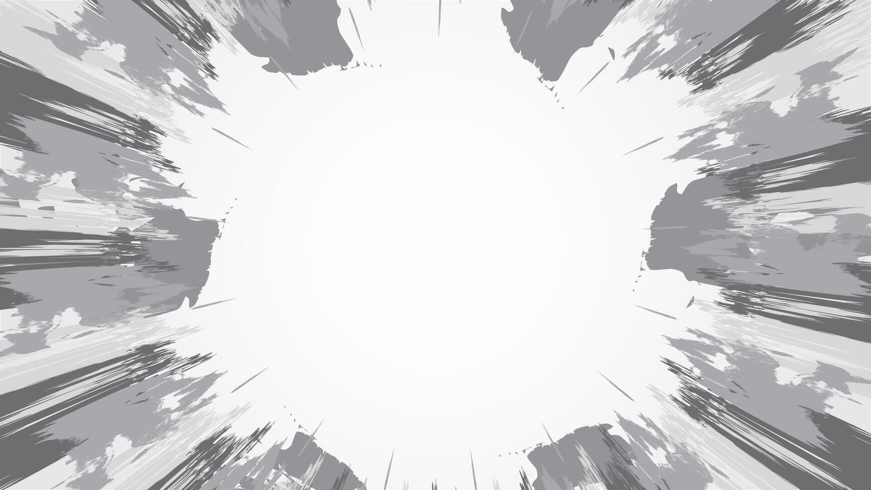 A monochromatic abstract explosion with varying shades of gray radiates from a bright white center vector
