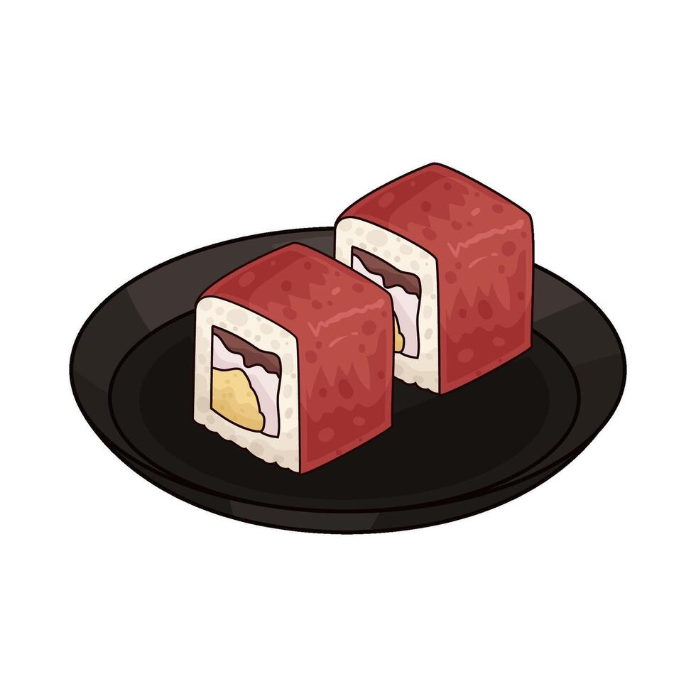 two fresh sushi illustration vector