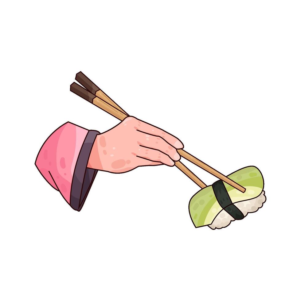 sushi with chopsticks vector