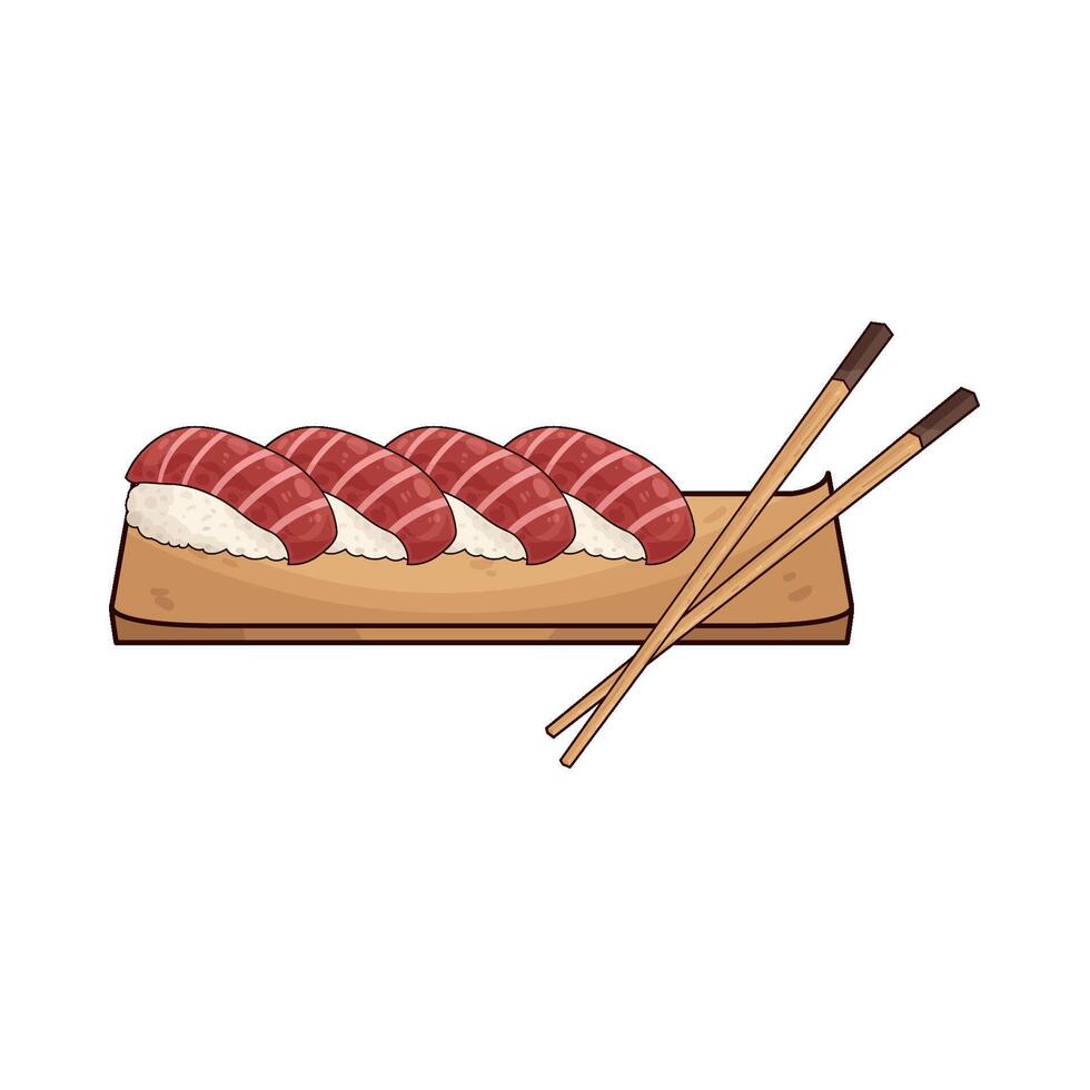 tuna sushi on plate vector