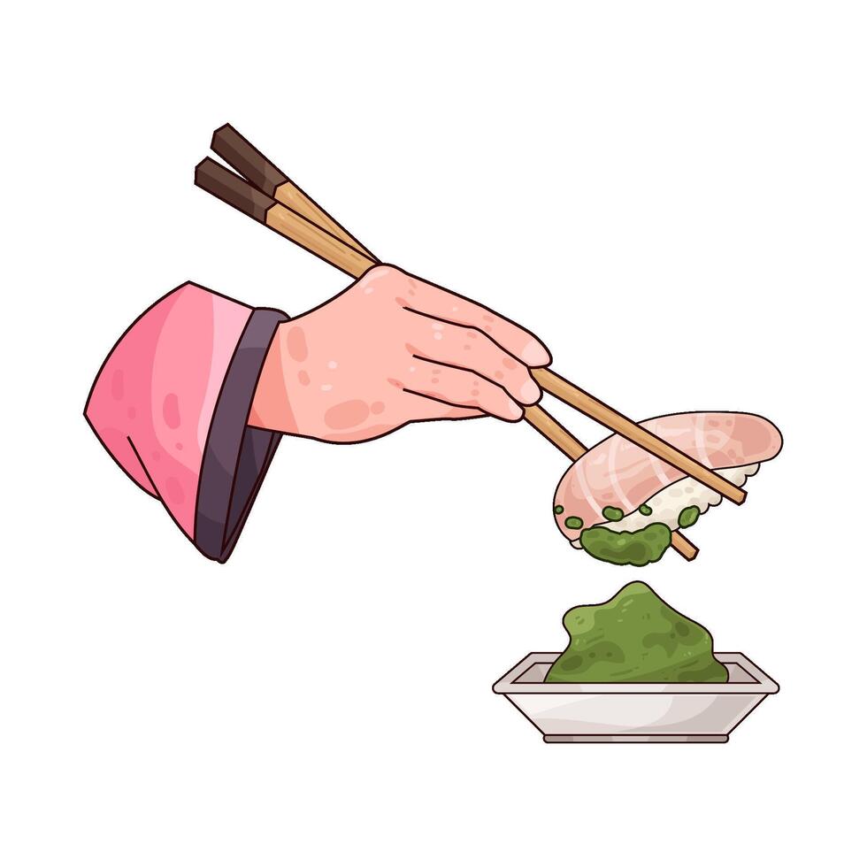sushi with wasabi vector