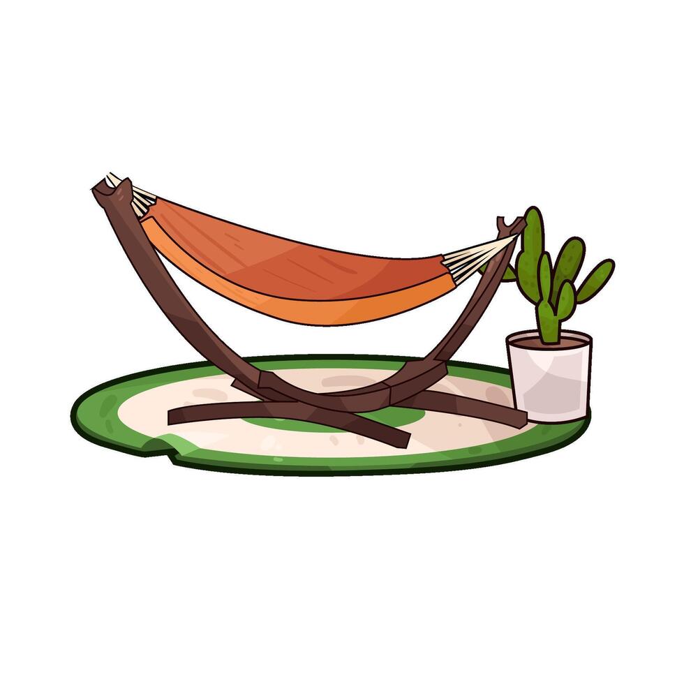 hammock with Cactus illustration vector