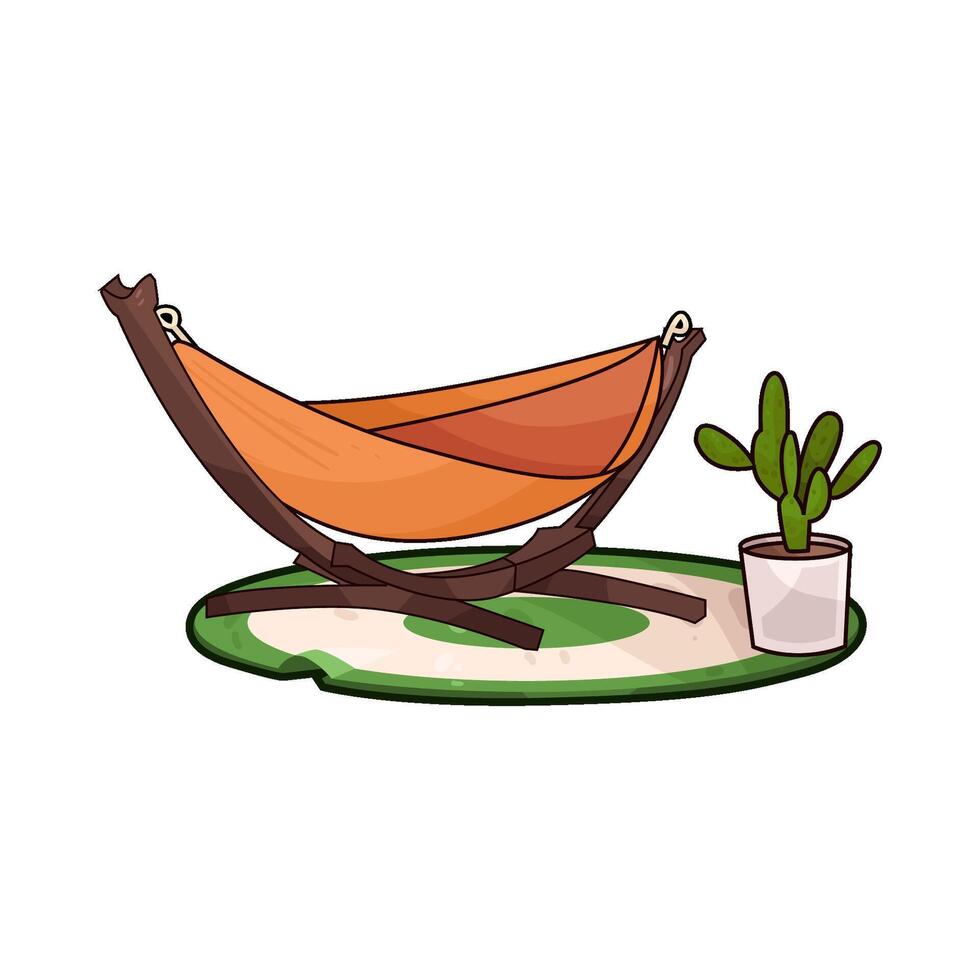 cactus with hammock illustration vector