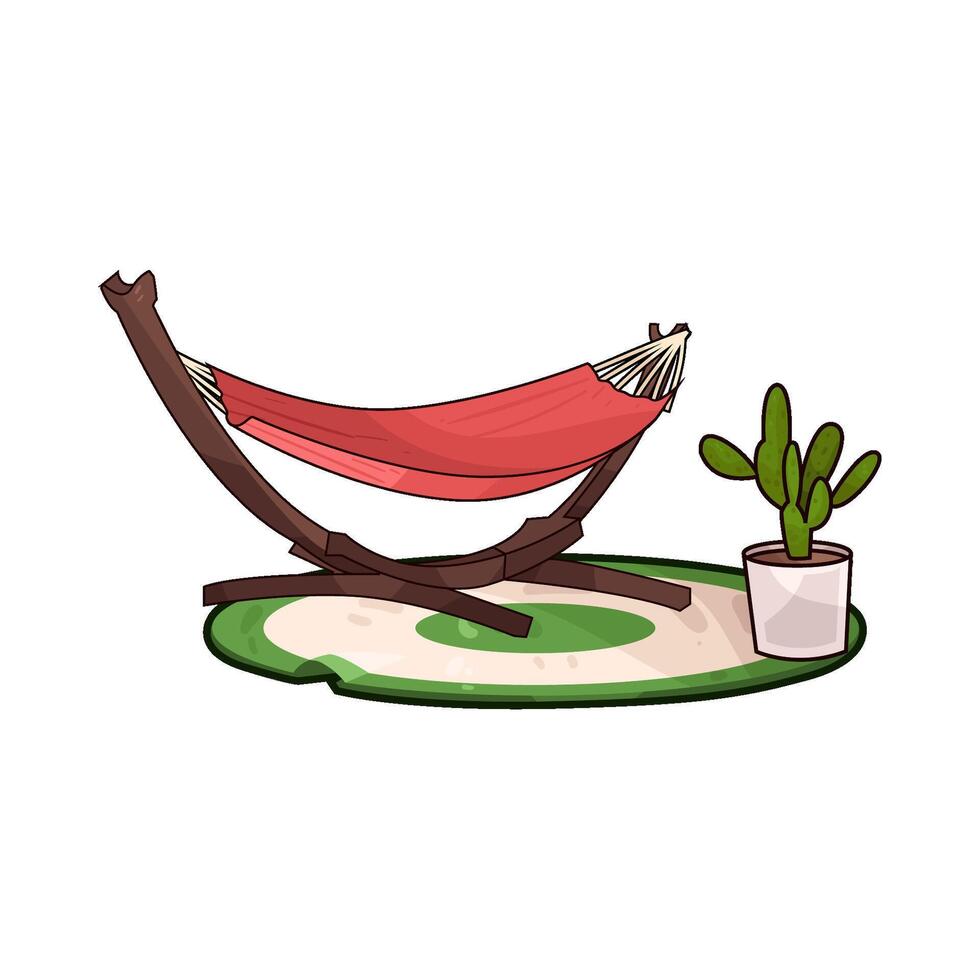 illustration of cactus and hammock vector