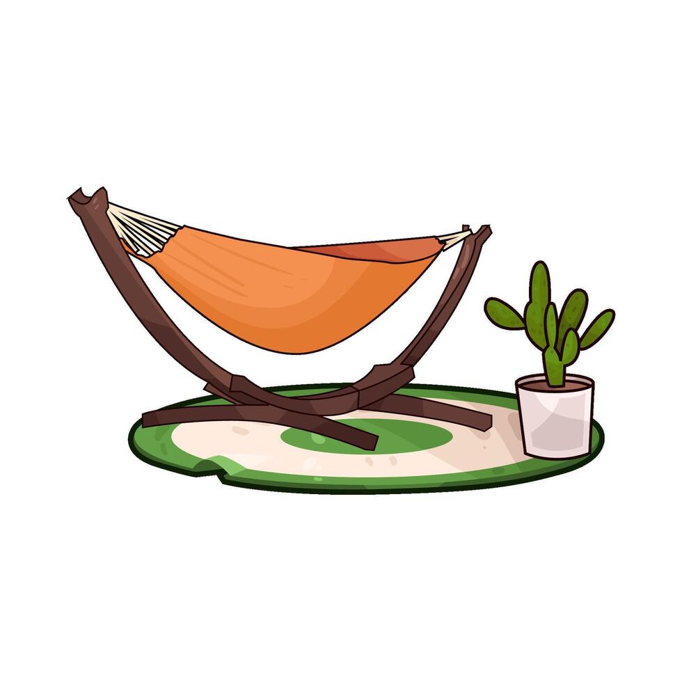 illustration of cactus with hammock vector