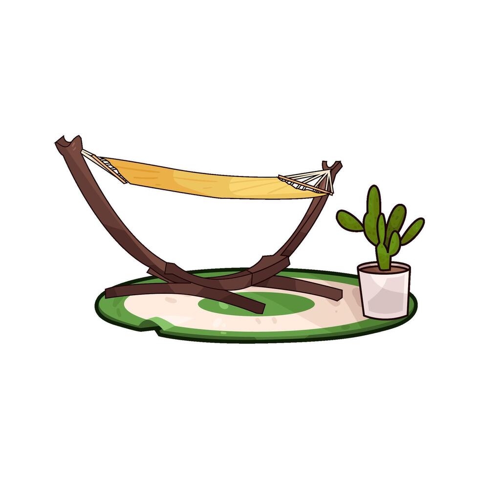 cactus and hammock illustration vector