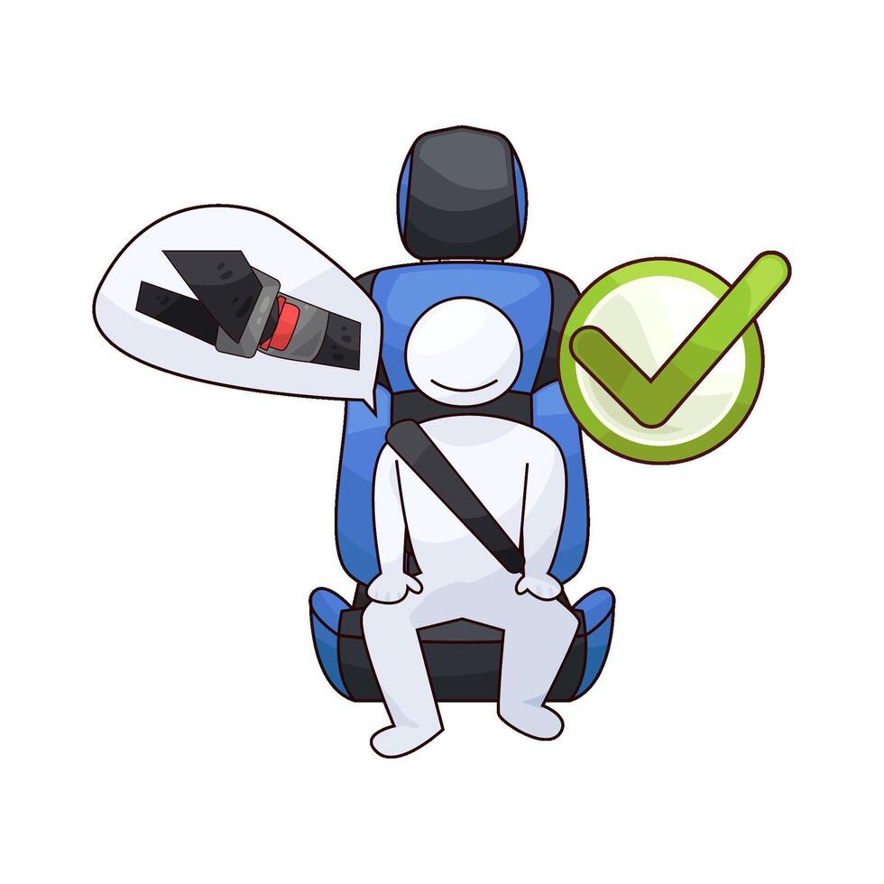 illustration of sit in a car seat correctly vector
