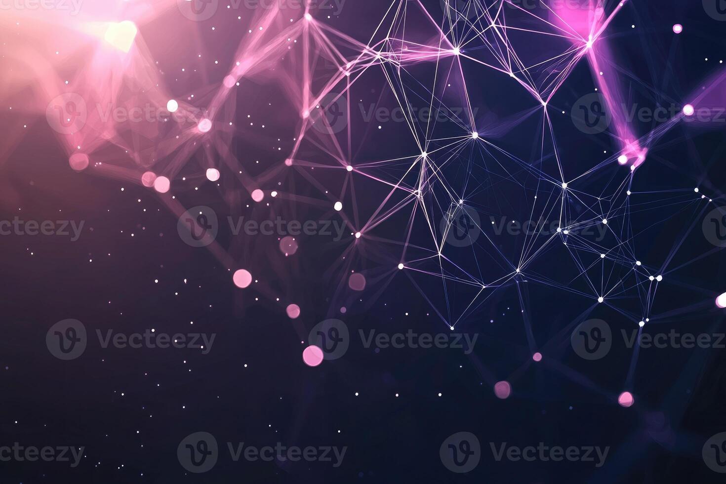 Futuristic digital network visualization with glowing nodes and lines, representing data connections, technology, and modern communication photo