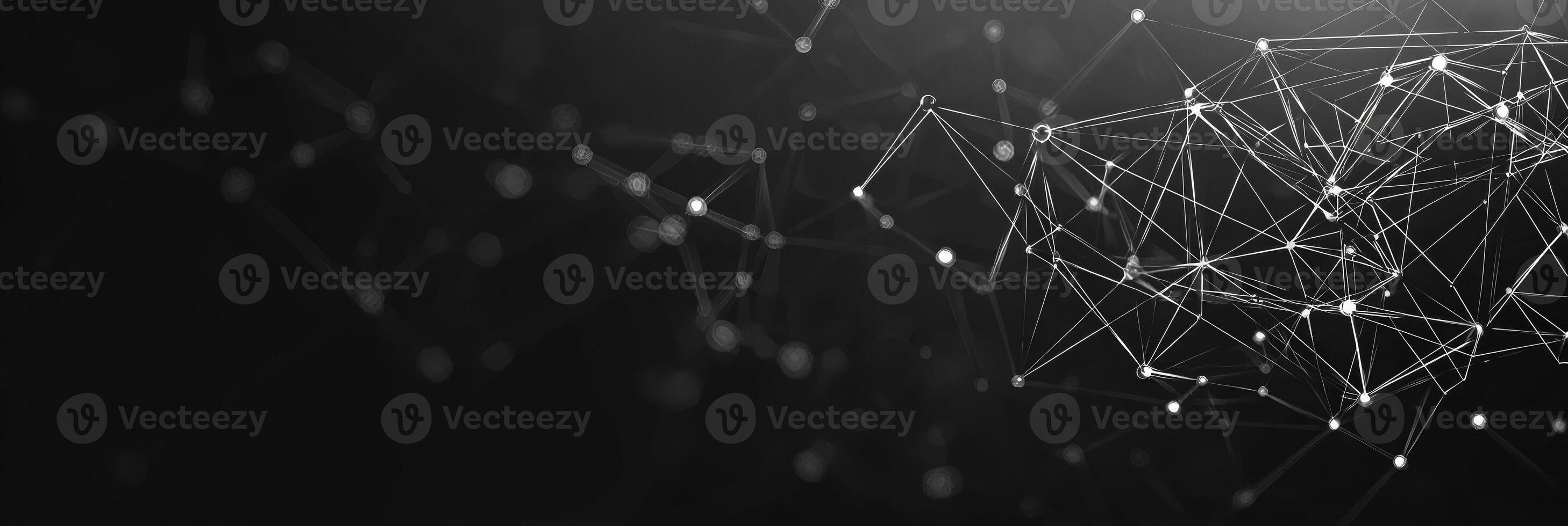 Futuristic digital network visualization with glowing nodes and lines, representing data connections, technology, and modern communication photo