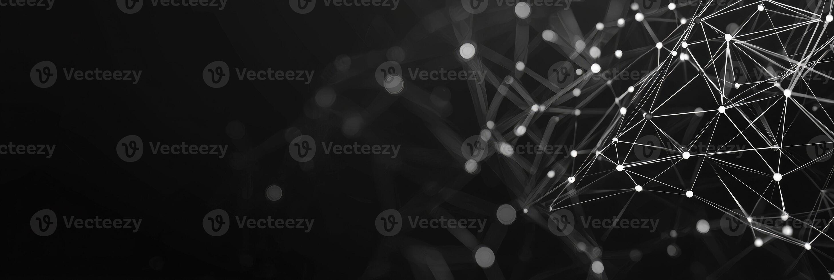 Futuristic digital network visualization with glowing nodes and lines, representing data connections, technology, and modern communication photo