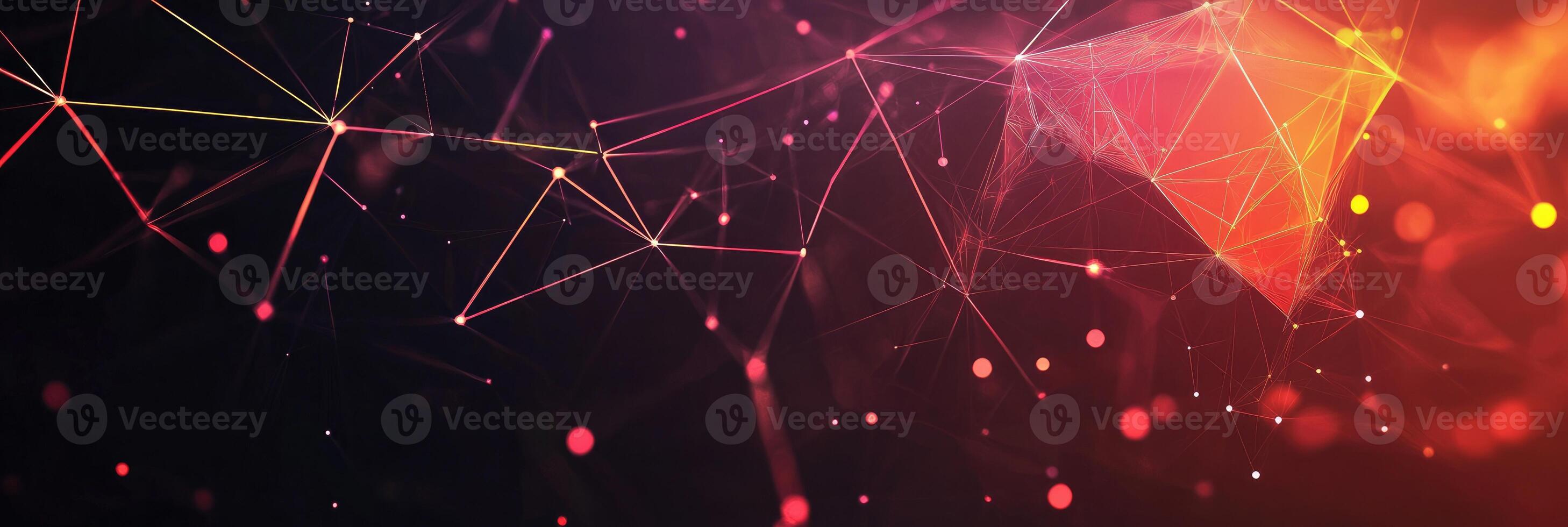 Futuristic digital network visualization with glowing nodes and lines, representing data connections, technology, and modern communication photo