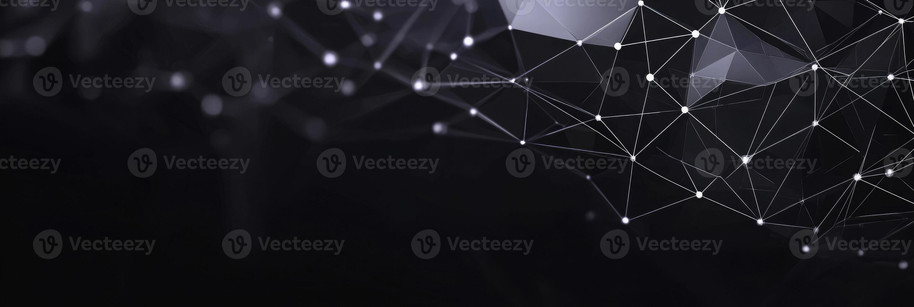 Futuristic digital network visualization with glowing nodes and lines, representing data connections, technology, and modern communication photo