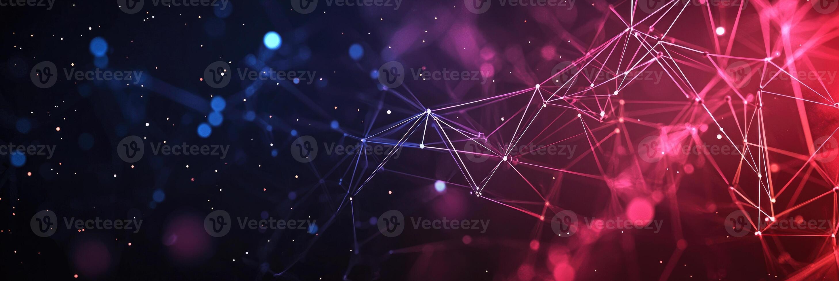 Futuristic digital network visualization with glowing nodes and lines, representing data connections, technology, and modern communication photo