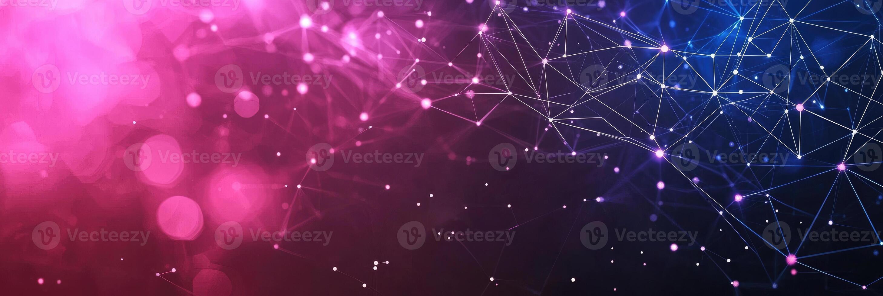 Futuristic digital network visualization with glowing nodes and lines, representing data connections, technology, and modern communication photo
