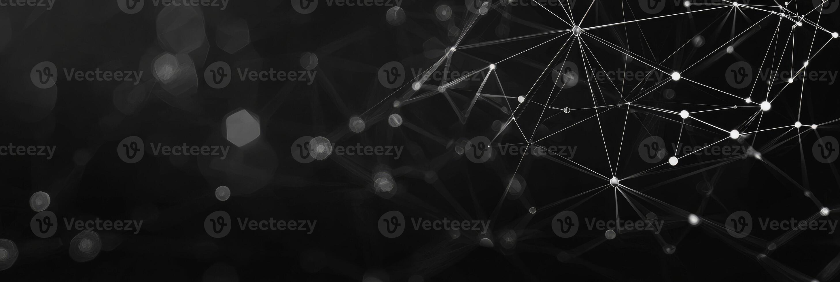 Futuristic digital network visualization with glowing nodes and lines, representing data connections, technology, and modern communication photo