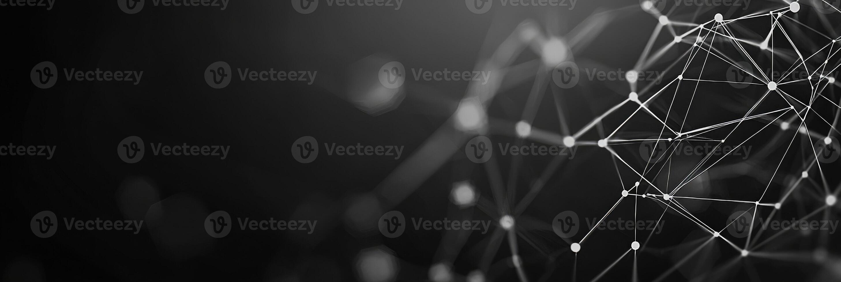 Futuristic digital network visualization with glowing nodes and lines, representing data connections, technology, and modern communication photo