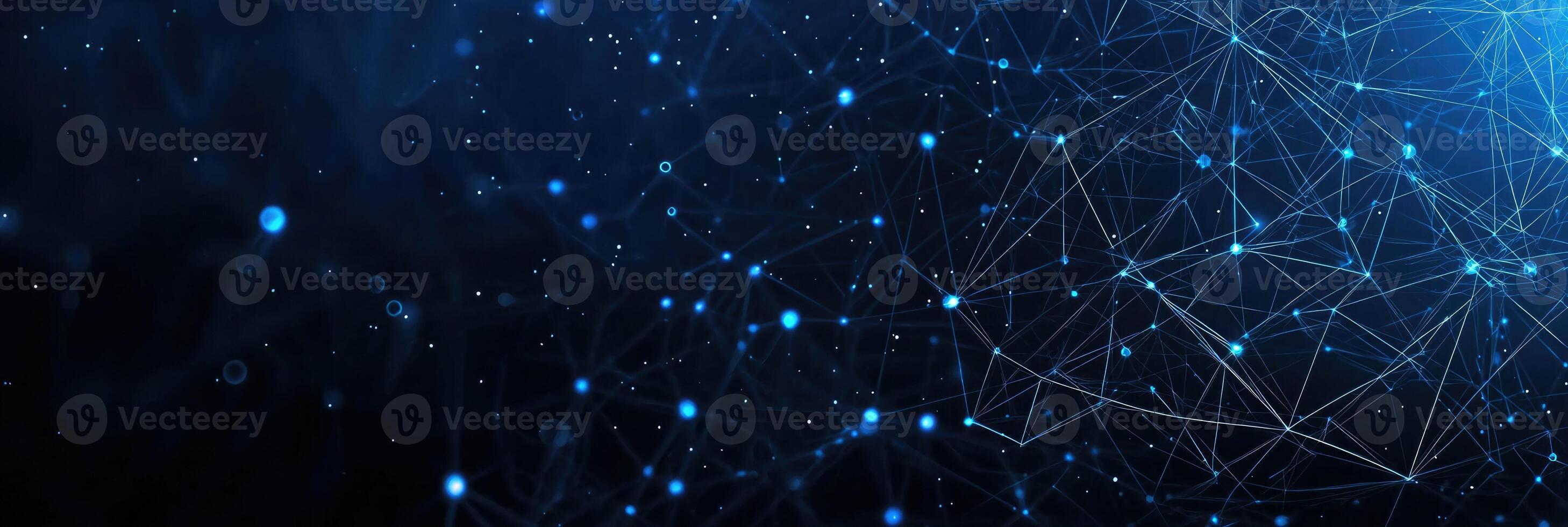 Futuristic digital network visualization with glowing nodes and lines, representing data connections, technology, and modern communication photo