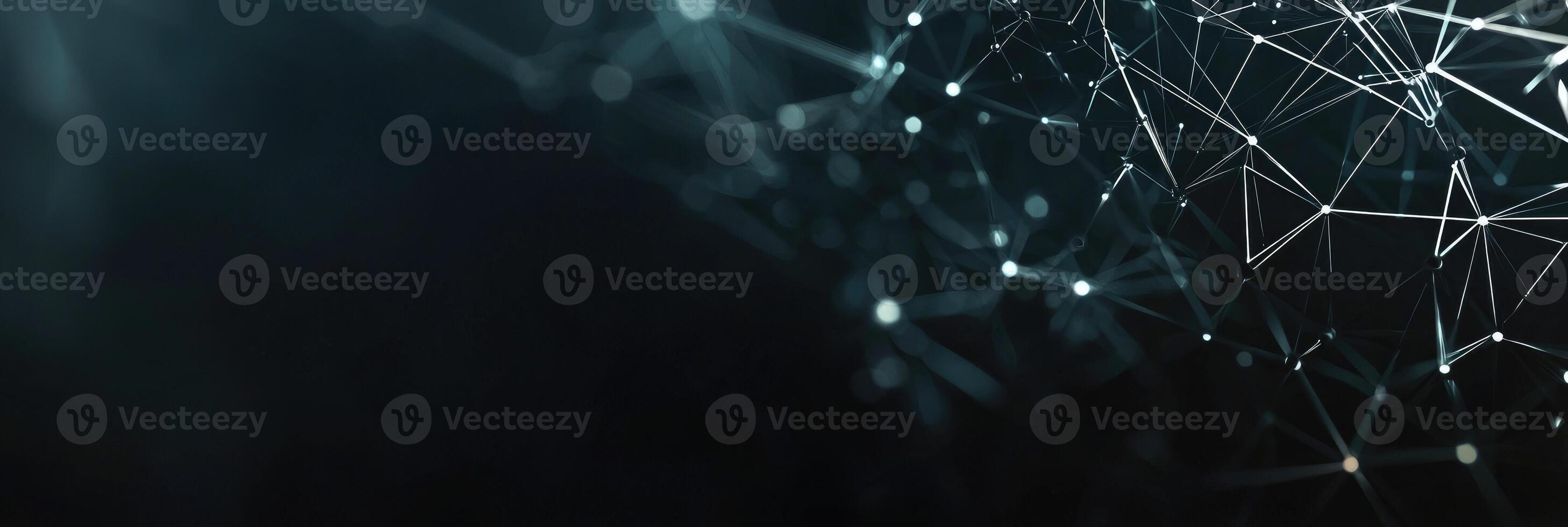 Futuristic digital network visualization with glowing nodes and lines, representing data connections, technology, and modern communication photo