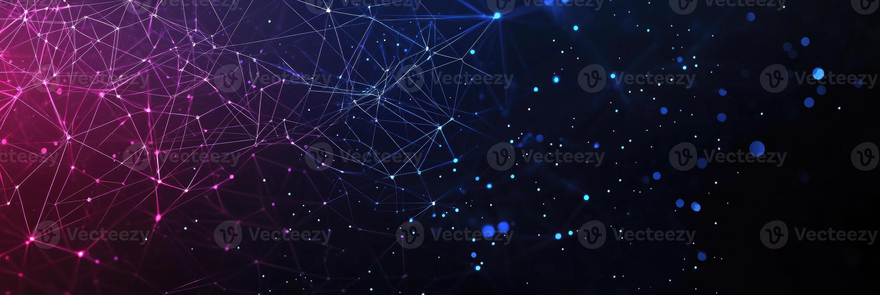 Futuristic digital network visualization with glowing nodes and lines, representing data connections, technology, and modern communication photo