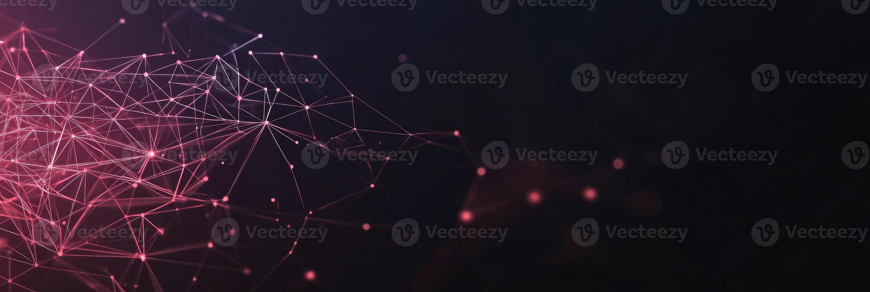 Futuristic digital network visualization with glowing nodes and lines, representing data connections, technology, and modern communication photo