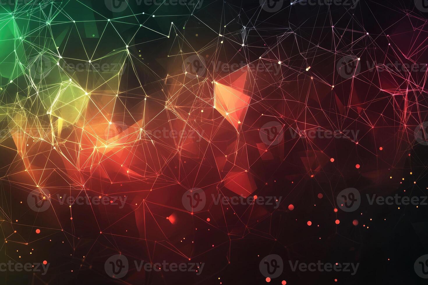 Futuristic digital network visualization with glowing nodes and lines, representing data connections, technology, and modern communication photo