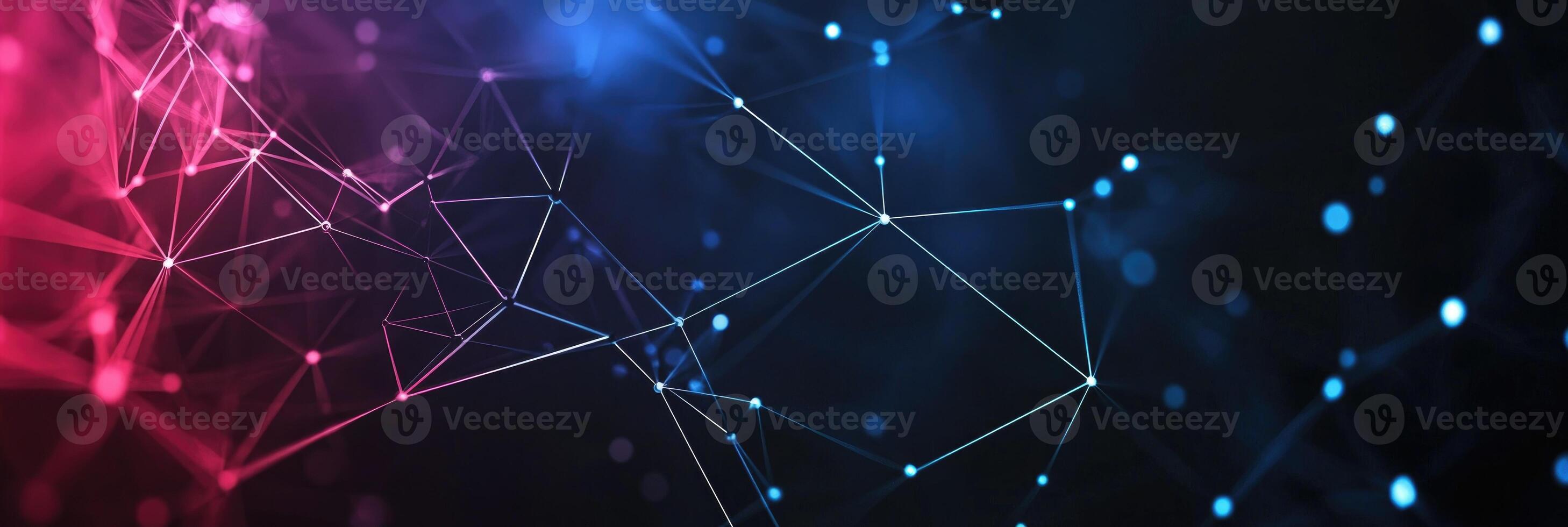 Futuristic digital network visualization with glowing nodes and lines, representing data connections, technology, and modern communication photo