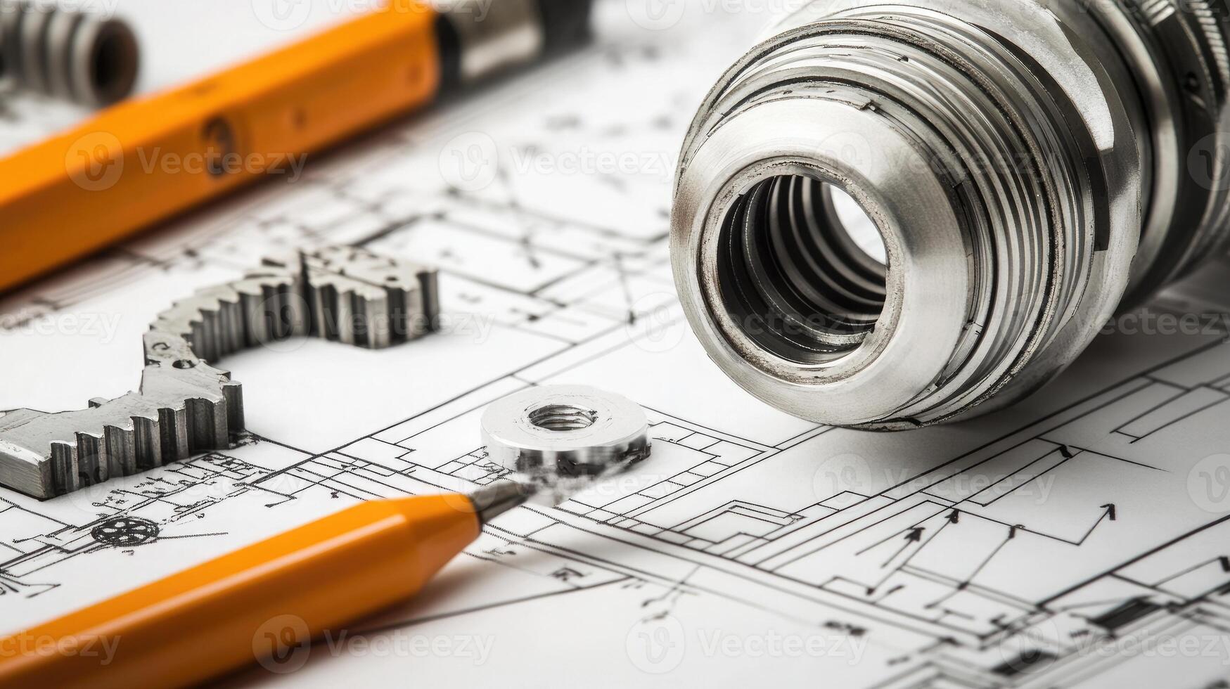 Detailed view of interlocking metallic gears in motion, showcasing the complexity and precision of mechanical engineering and machinery photo