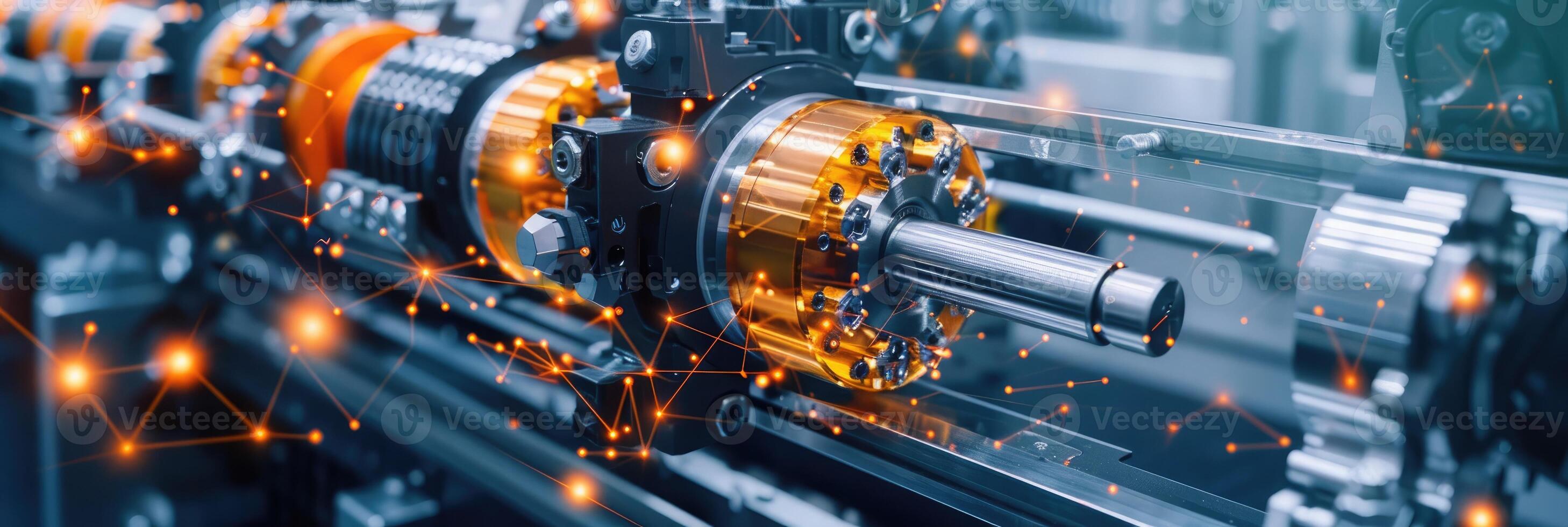 Detailed view of interlocking metallic gears in motion, showcasing the complexity and precision of mechanical engineering and machinery photo