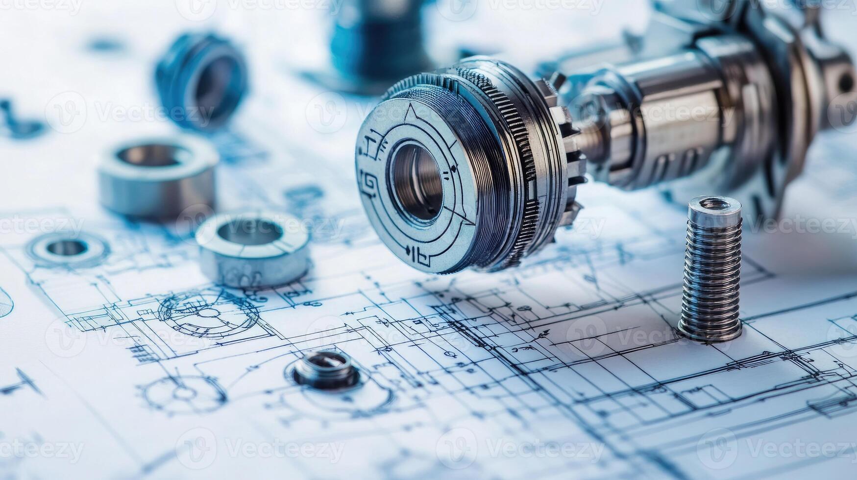 Detailed view of interlocking metallic gears in motion, showcasing the complexity and precision of mechanical engineering and machinery photo