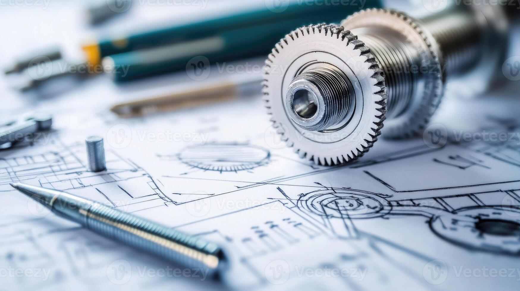 Detailed view of interlocking metallic gears in motion, showcasing the complexity and precision of mechanical engineering and machinery photo