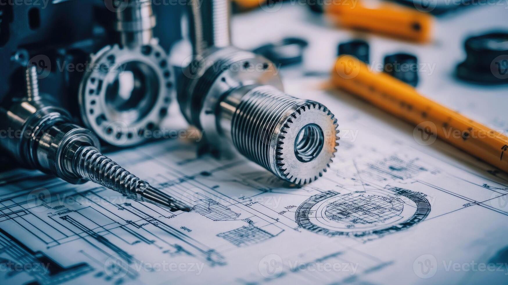 Detailed view of interlocking metallic gears in motion, showcasing the complexity and precision of mechanical engineering and machinery photo