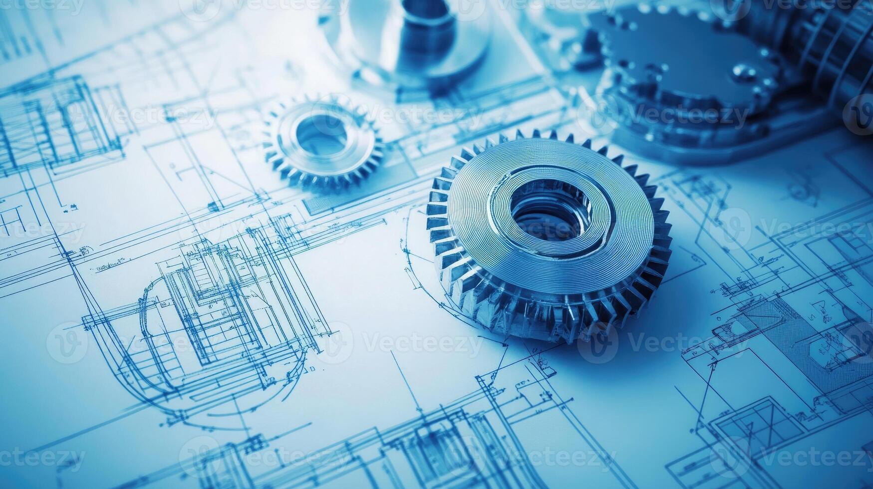 Detailed view of interlocking metallic gears in motion, showcasing the complexity and precision of mechanical engineering and machinery photo
