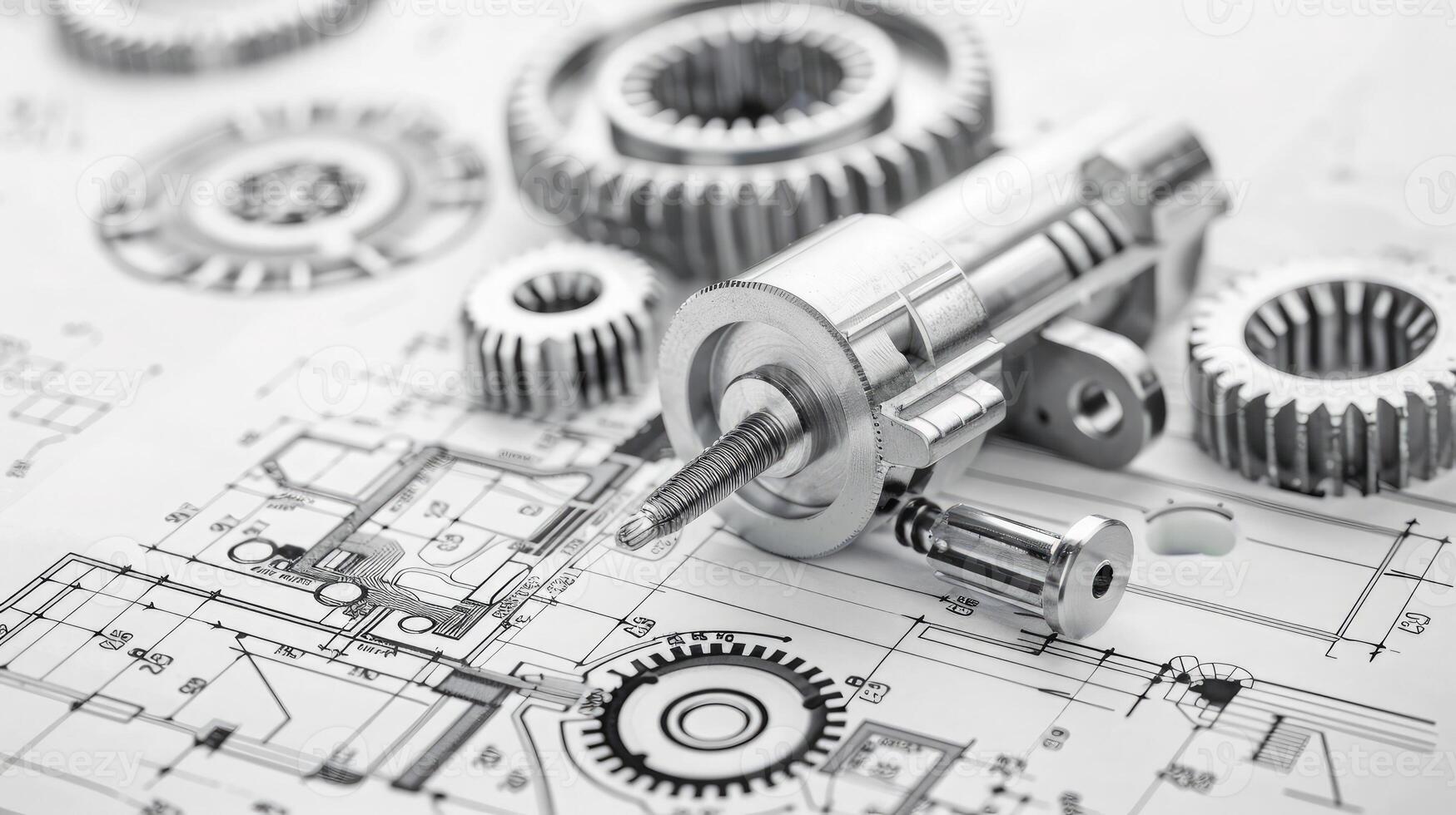 Detailed view of interlocking metallic gears in motion, showcasing the complexity and precision of mechanical engineering and machinery photo