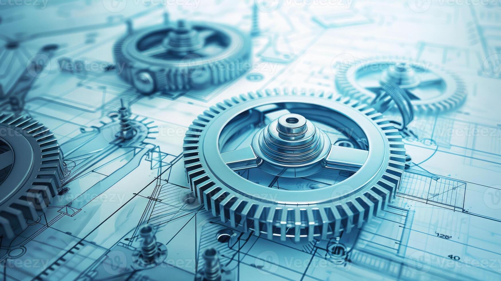 Detailed view of interlocking metallic gears in motion, showcasing the complexity and precision of mechanical engineering and machinery photo