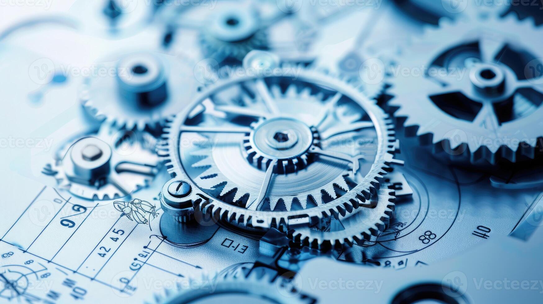 Detailed view of interlocking metallic gears in motion, showcasing the complexity and precision of mechanical engineering and machinery photo