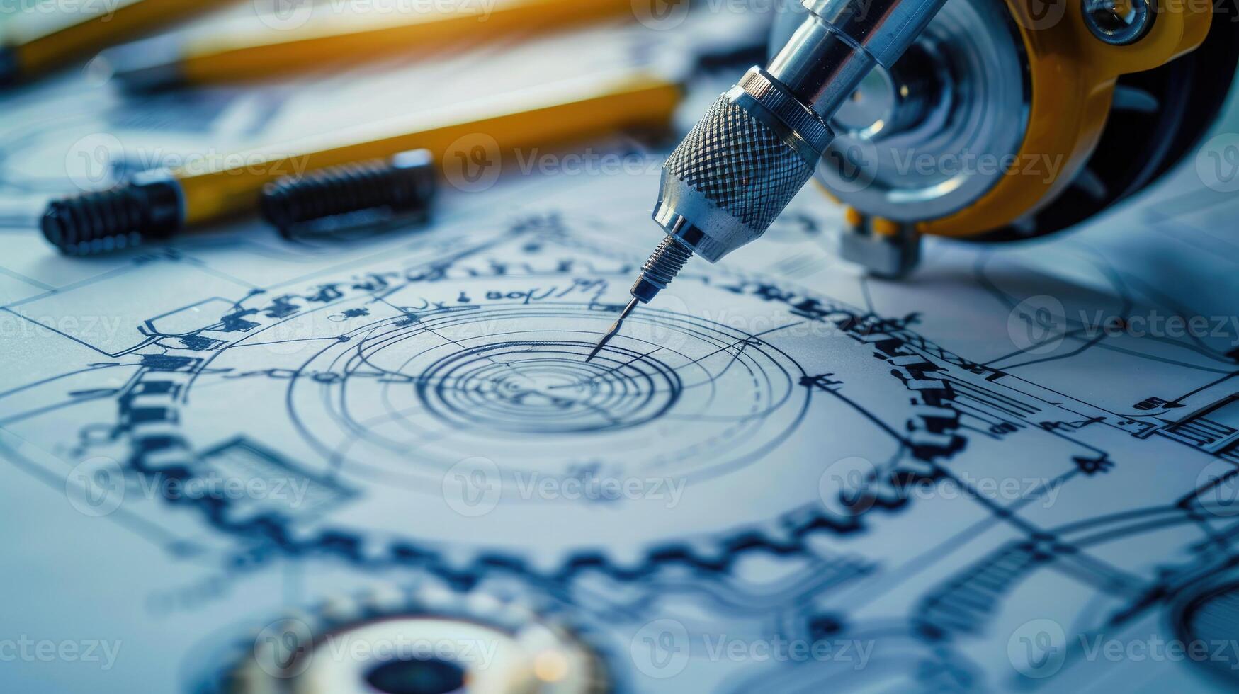 Detailed view of interlocking metallic gears in motion, showcasing the complexity and precision of mechanical engineering and machinery photo