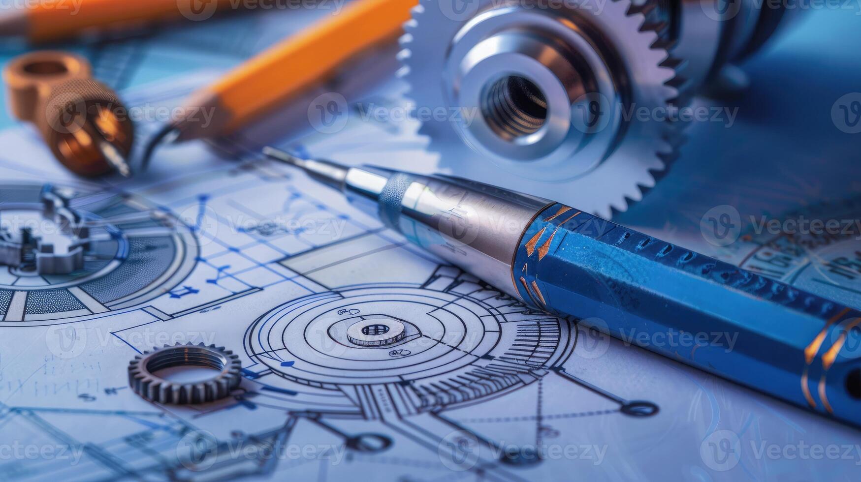 Detailed view of interlocking metallic gears in motion, showcasing the complexity and precision of mechanical engineering and machinery photo