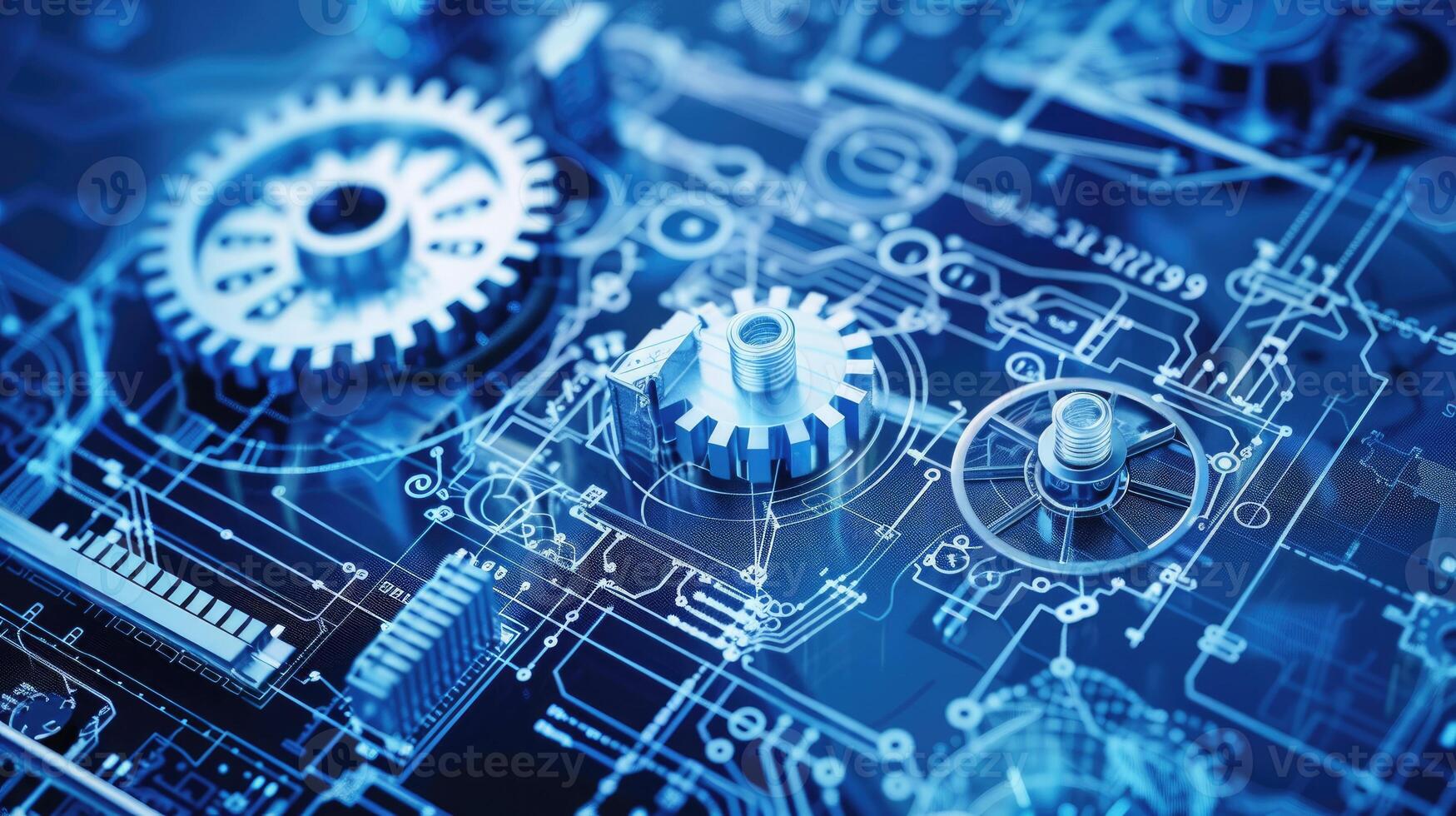 Detailed view of interlocking metallic gears in motion, showcasing the complexity and precision of mechanical engineering and machinery photo