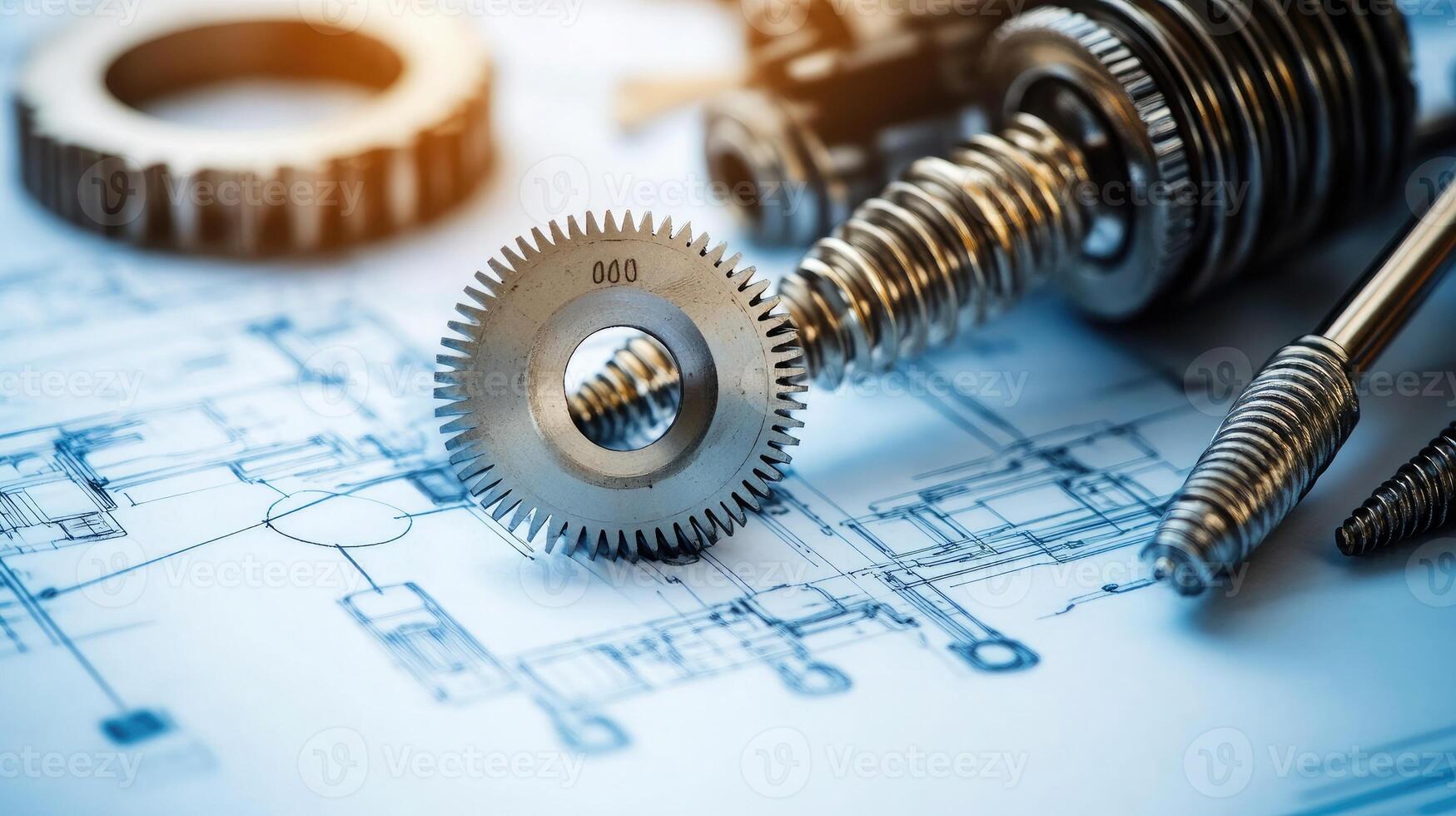 Detailed view of interlocking metallic gears in motion, showcasing the complexity and precision of mechanical engineering and machinery photo