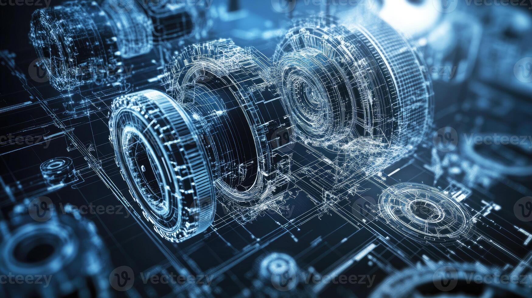 Detailed view of interlocking metallic gears in motion, showcasing the complexity and precision of mechanical engineering and machinery photo