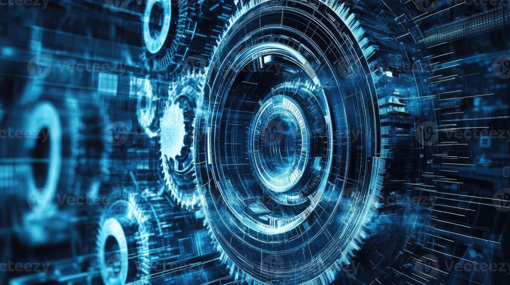 Detailed view of interlocking metallic gears in motion, showcasing the complexity and precision of mechanical engineering and machinery photo