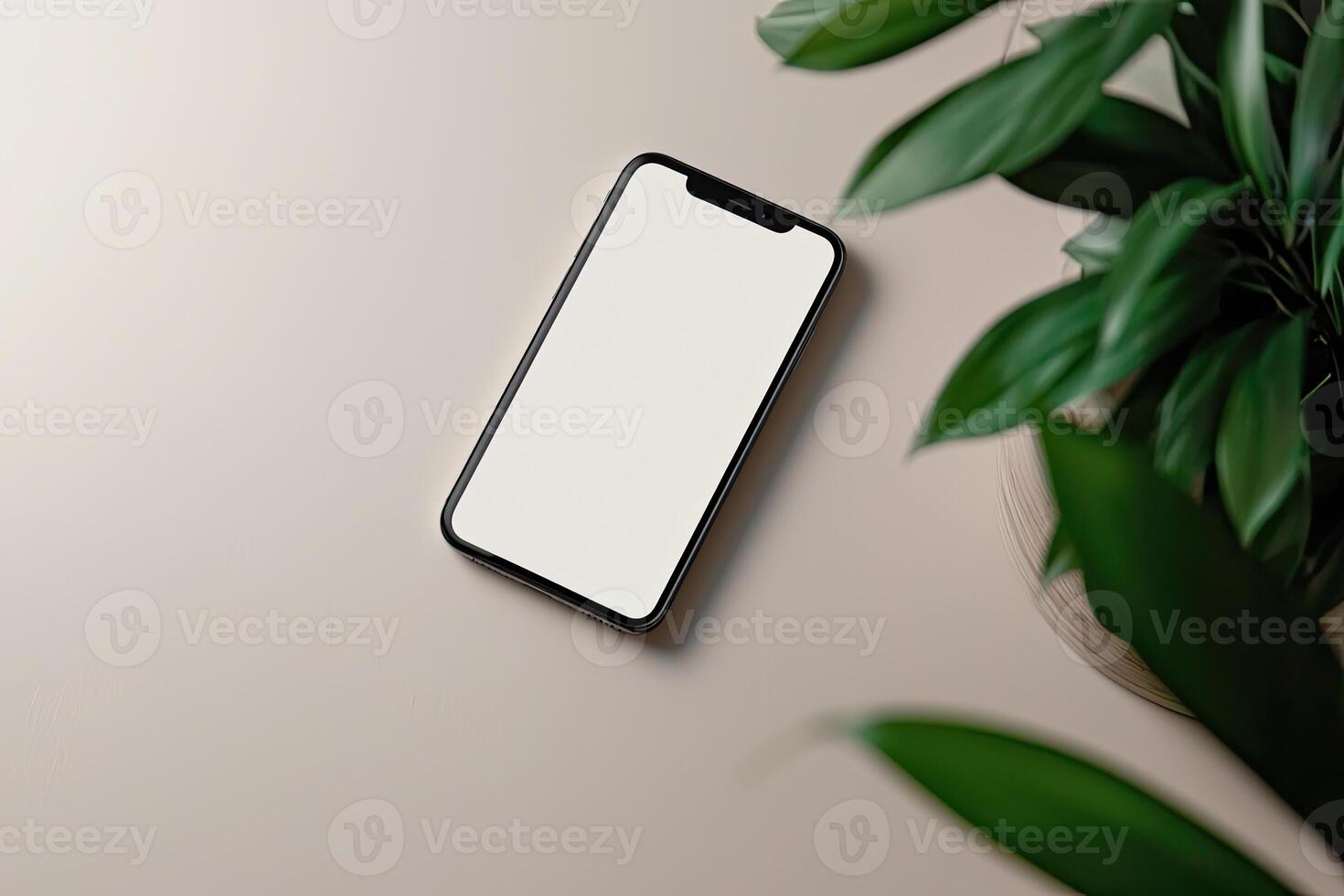 Smartphone with blank screen on white background. Mockup for design photo