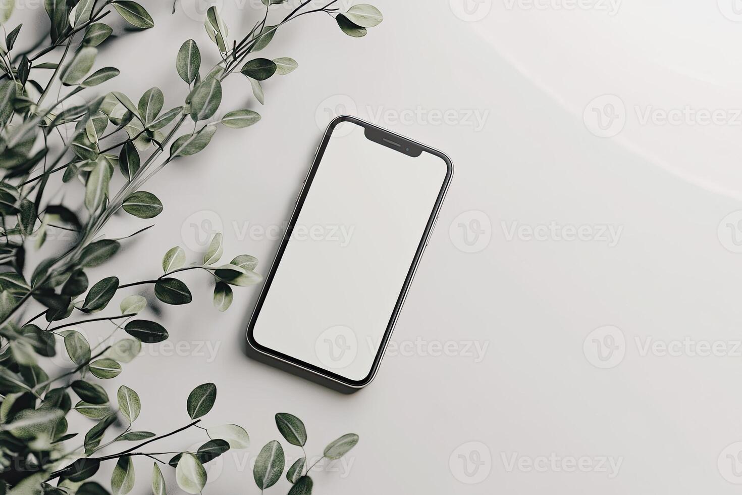 Smartphone with blank screen on white background. Mockup for design photo