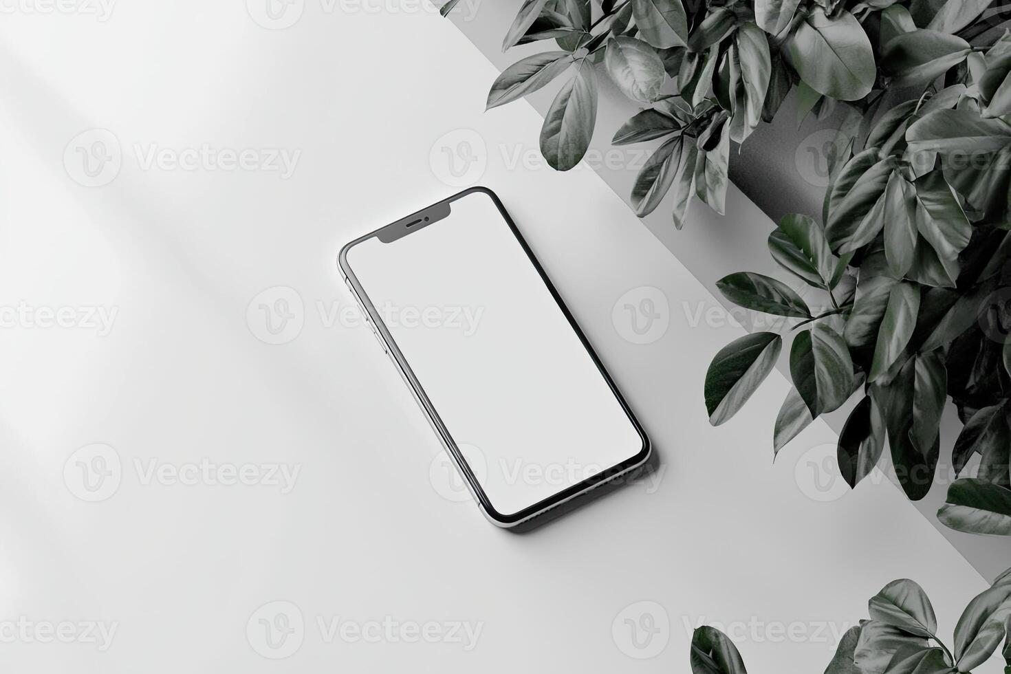 Smartphone with blank screen on white background. Mockup for design photo